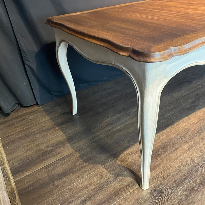 French Provincial Louis XV Style Painted Farmhouse Extendable Dining Table