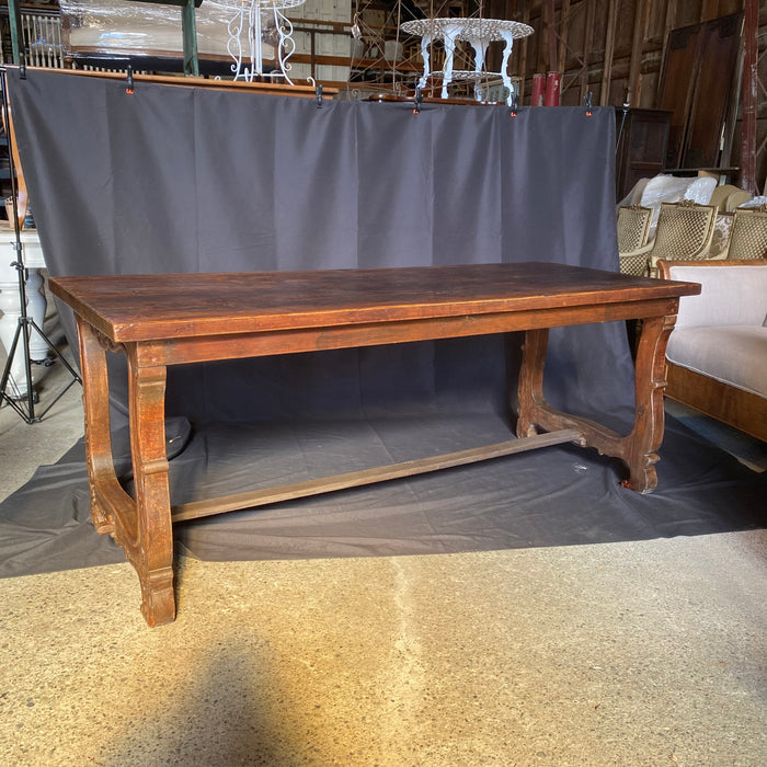 French Walnut Dining Table with Beautifully Carved Lyre End Legs