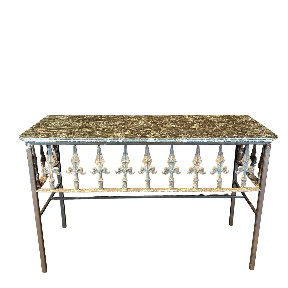 フランス アンティーク Marble Top Consol Table テーブル Antique French Wrought Iron Console Table with Marble Top