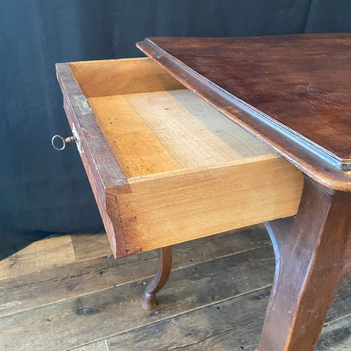 19th Century French Louis XV Carved Walnut Side Table or Desk Hoof Feet