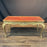 French Louis XV Coffee Table Gold Gilt Paint Carved with Leather Embossed Top