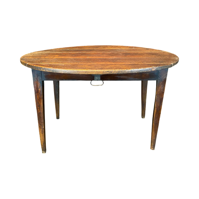 Early Primitive French Country 18th Century Oval Drop Leaf Side Table or Small Dining Table