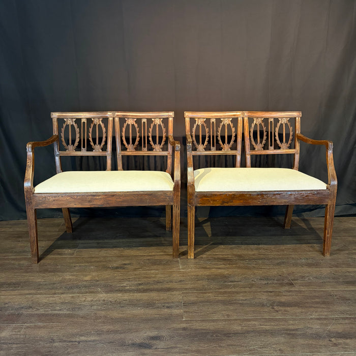 Pair of Neoclassical Two-Seat Chair Settees or Loveseats late 18th Century