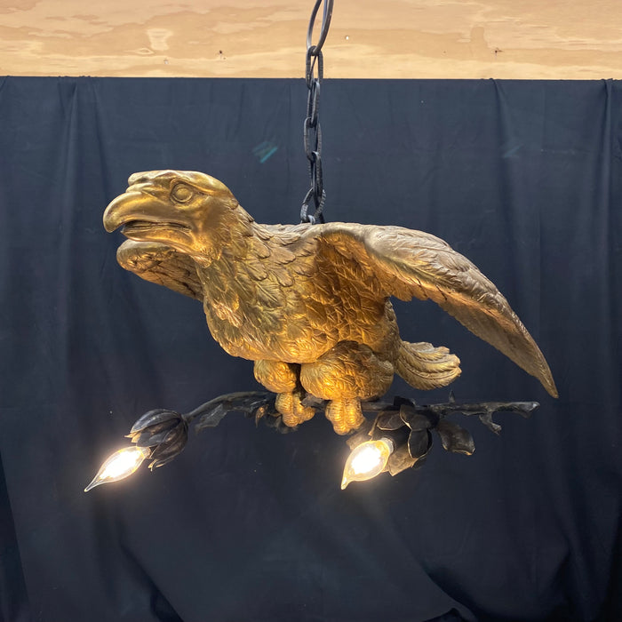French Carved Gold Gilt Eagle Chandelier Museum Quality