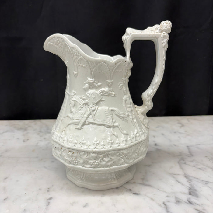 English Ridgway Eglinton Tournament Relief-Molded Stoneware Jug or Pitcher, circa 1840