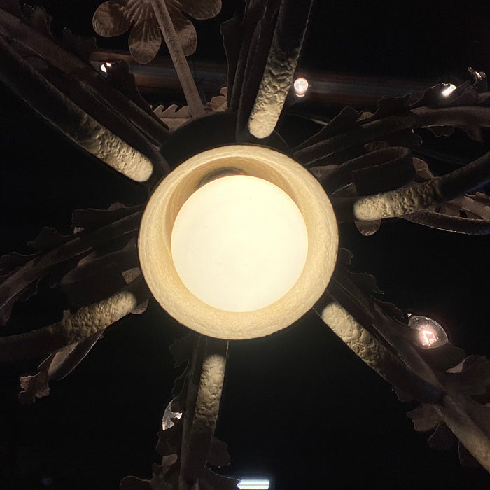 Vintage Country French Style Eight-Armed Chandelier with Acanthus Leaf Decor