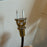 Antique French Baroque Revival Gilt Metal Floor Lamp with Wrought Iron Scroll Base and Decorative Foliate Detail