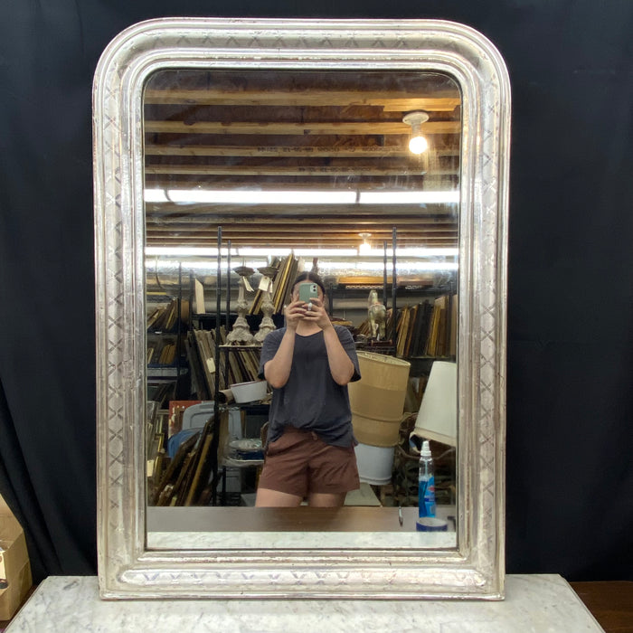 19th Century Silver Gilt Louis Philippe Mirror with Lovely Diamond Pattern