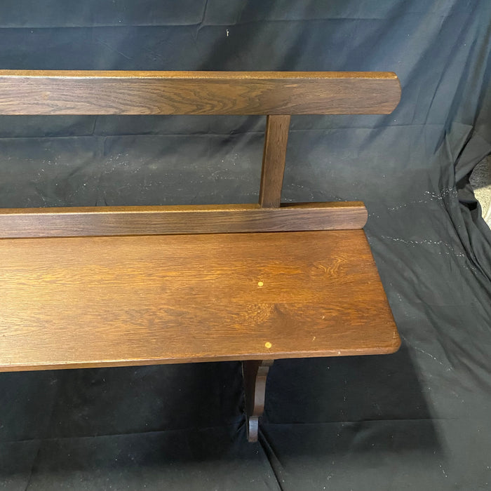 Pair of Antique French Solid Oak Benches or Dining Seats with Backs