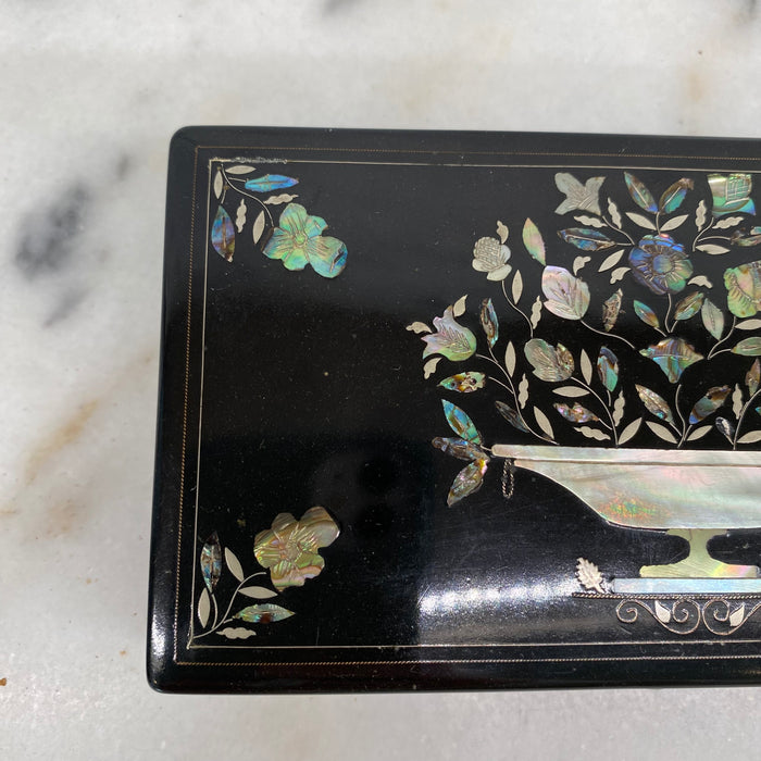 19th Century French Ebony Box with Mother of Pearl Inlay