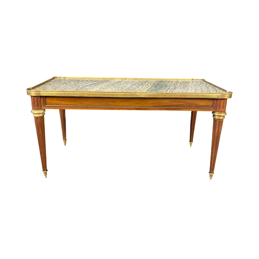 Classic French Louis XVI Marble Top Coffee Table with Brass Border from Paris, France by Mercier Freres