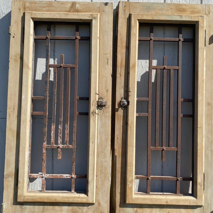Pair of 19th Century French Doors with Wrought Iron Panels