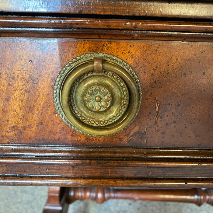 British Regency Style Mahogany Partners Two Sided Desk or Writing Table with Embossed Leather Top