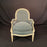 Pair of Antique French Louis XVI Armchairs or Bergere Chairs in Original White Paint and Blue Mohair Upholstery