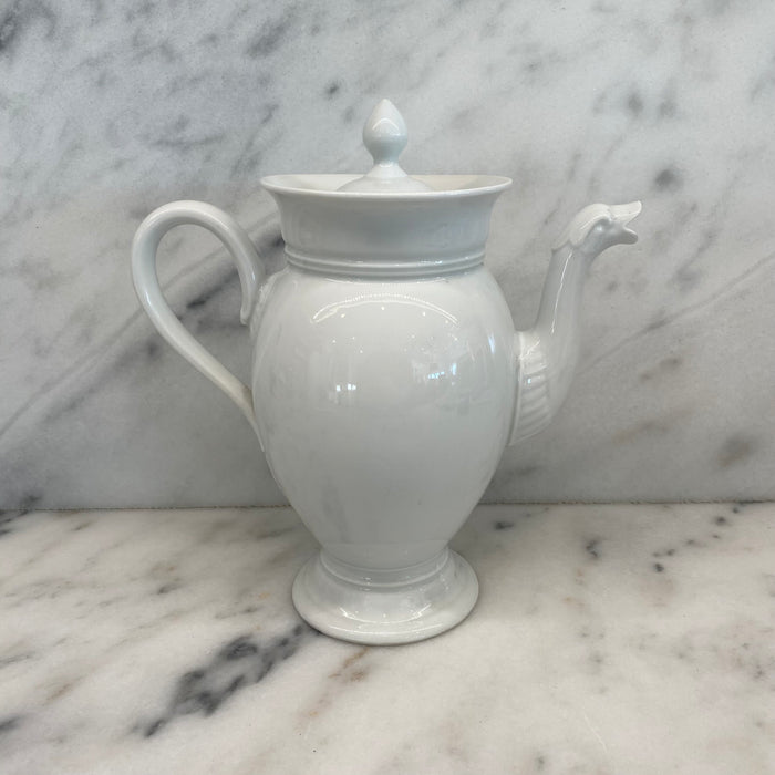 Antique French Porcelain Coffee Pot or Tea Pot with Swan Neck