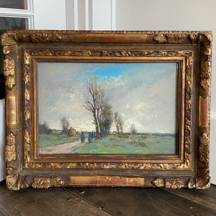 Antique French Painting: Impressionist Landscape from Paris