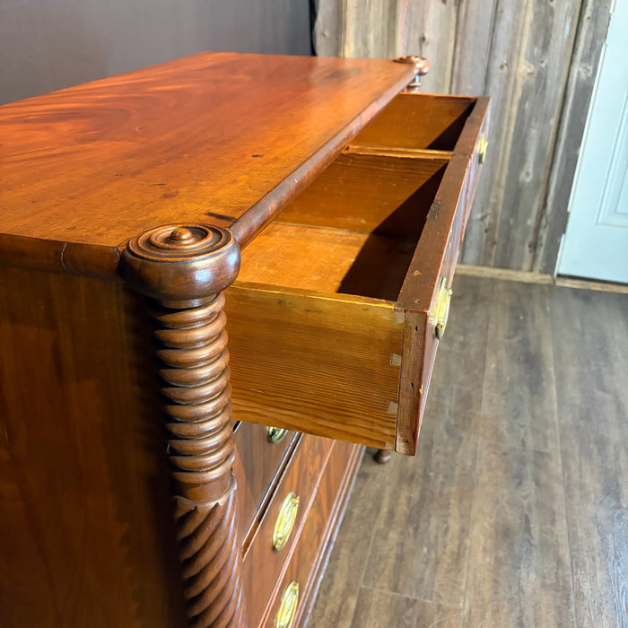Antique Sheraton Mahogany Cookie Corner Four Drawer Chest