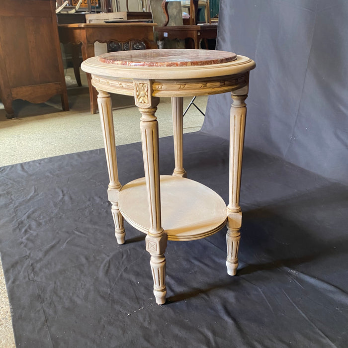 Pair of 19th Century French Louis XVI Painted Marble Top Side Tables, Bedside Tables or Nightstands