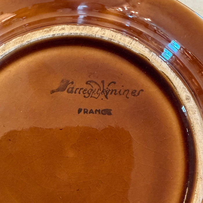 French Sarreguemines Advertising Ashtray Dish for French Brewery Champigneulles: Brown
