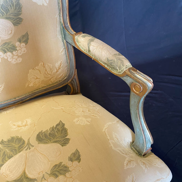 French Louis XV Painted Sofa and Two Fauteuils or Armchairs Parlor or Salon Set from St. Tropez, France