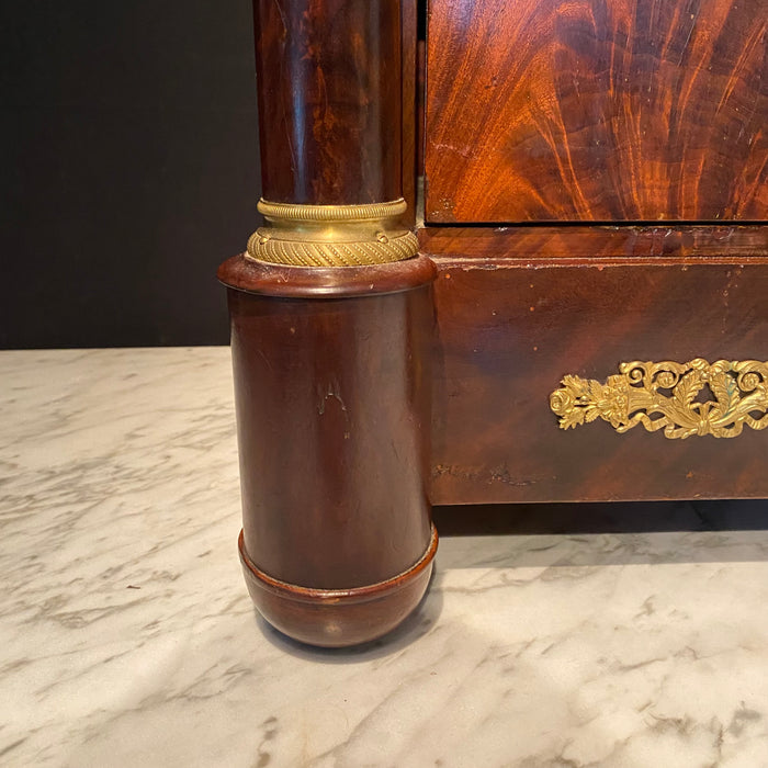 French Empire Side Cabinet, Nightstand or Side Table with Marble Top and Ormolu Mounts