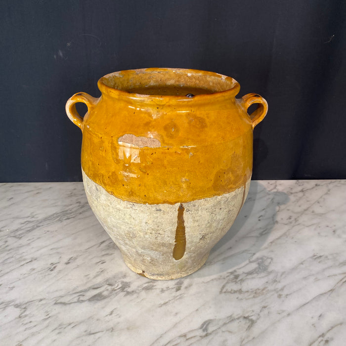 French Confit Pot with Yellow Glaze from the 19th Century #8366