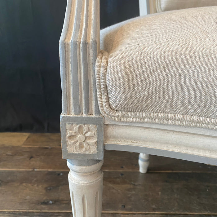 Pair of Antique French Louis XVI Neoclassical Painted Armchairs or Fauteuils
