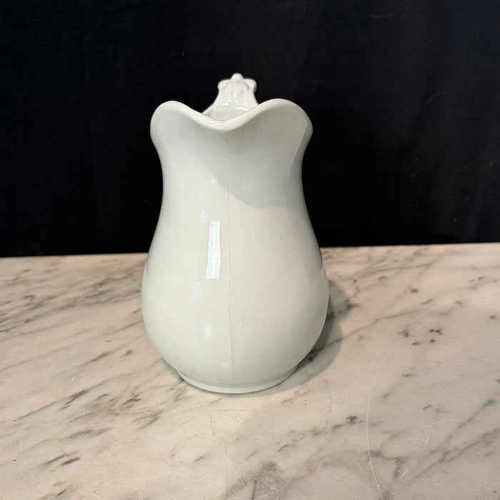 English Ironstone Pitcher by Thomas Hughes & Son with Leaf Detail