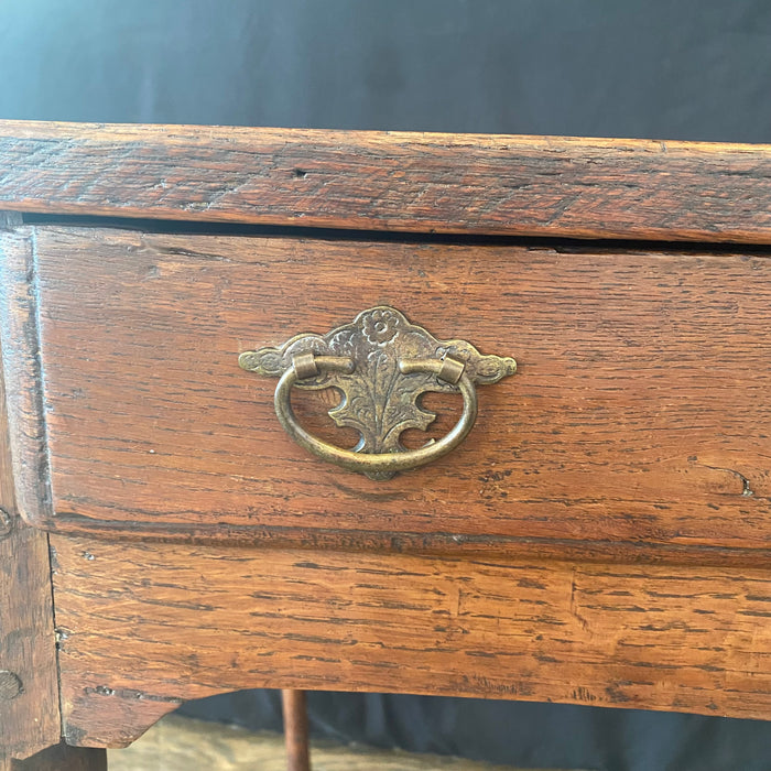 Antique English Georgian Oak Side Table with Drawer | Late 18th Century