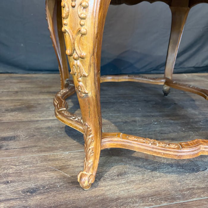 French Louis XV Marble Top Coffee Table with Exceptional Carving