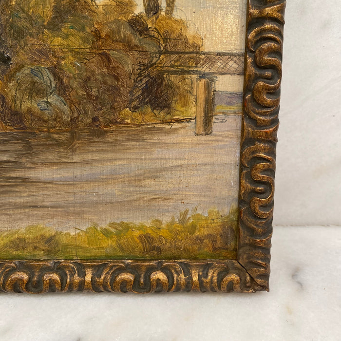 French Impressionist Oil Paintings Landscape Art of Chatou: Listed Artist A.L. Bruel