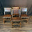 French Antique Set of Leather and Nailhead Dining Chairs with Bobbin Legs