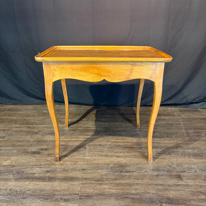 Antique French Louis XV Walnut Galleried Tray Top Side Table