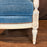 Pair of Antique French Neoclassical Painted Armchairs or Bergères in Blue Mohair