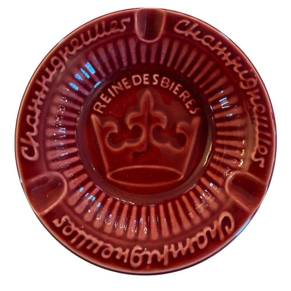 French Sarreguemines Advertising Ashtray Dish for French Brewery Champigneulles: Burgundy