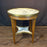 Antique French Bouillotte Round Side Table with Marble Top, Marble Stretcher and Brass Gallery