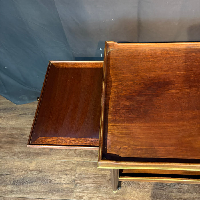 Antique French Bar Cart or Drinks Trolley with Pull-Out Leaves, Lower Shelf and Fluted Legs
