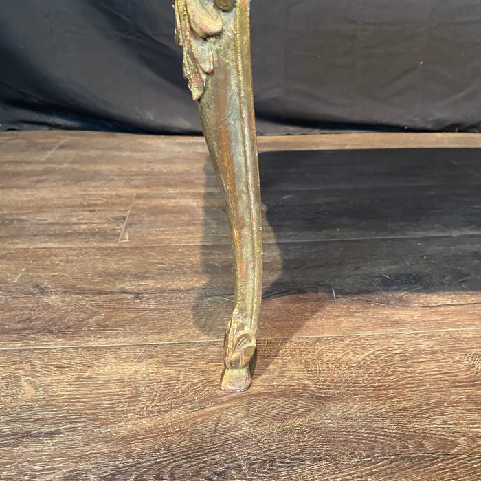 French Louis XV Coffee Table Gold Gilt Paint Carved with Leather Embossed Top