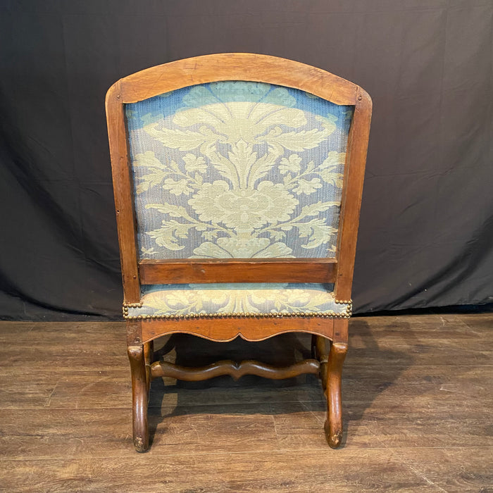 Antique French Pair Louis XIV Armchairs or Fauteuils with Os de Mouton Stretchers
