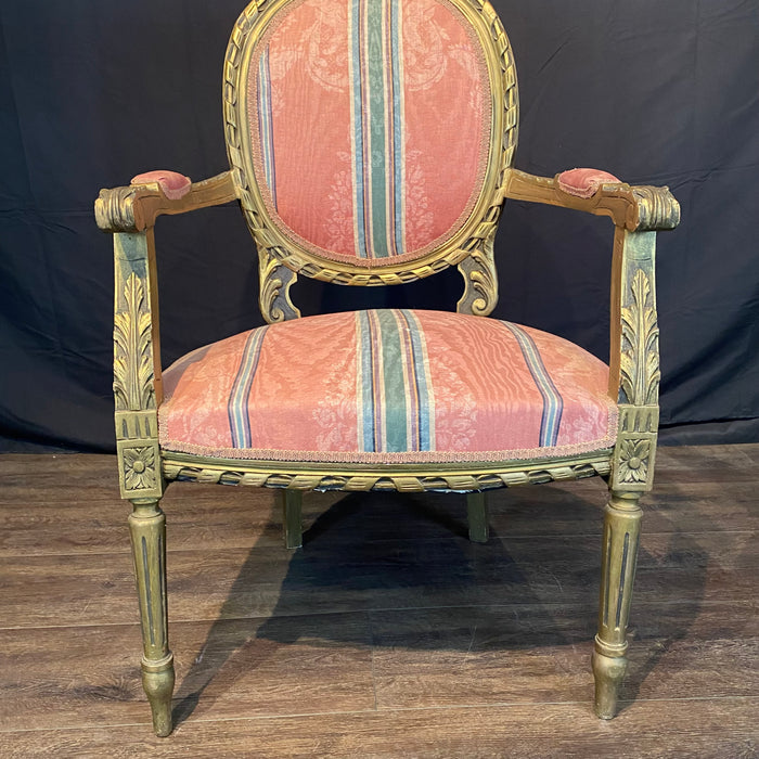 Pair of French Louis XVI Style Giltwood Armchairs, Fauteuils or Salon Chairs