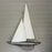 Large Vintage Metal Sailboat Yacht Wall Sculpture with Painted Hull and Wire Rigging