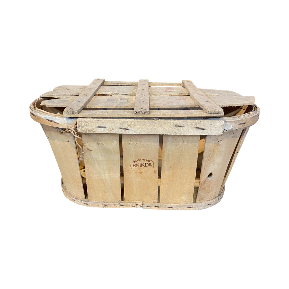 Wooden Fruit Basket with Top from France Marque Depose Skikda