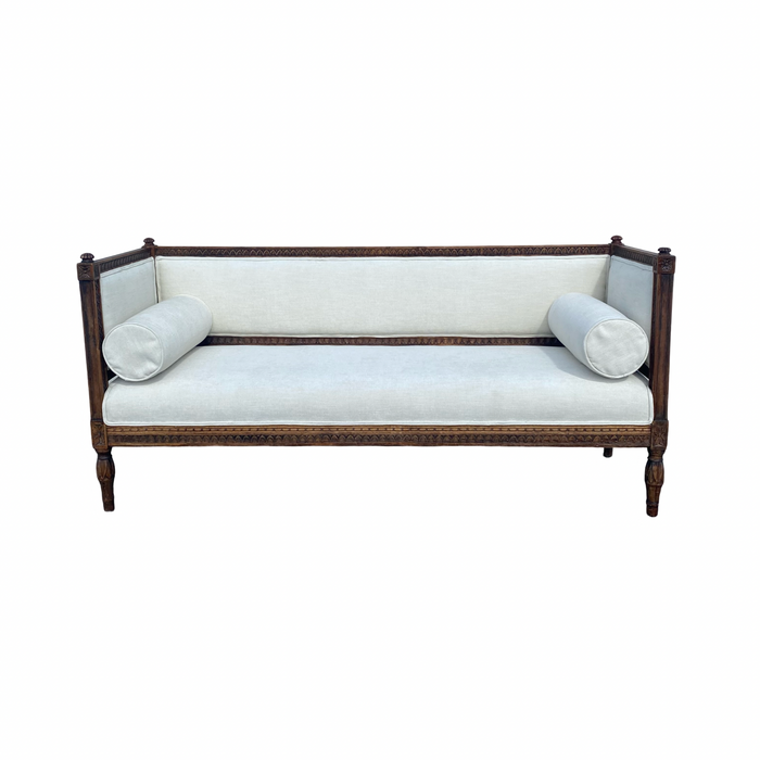 19th Century Rare Carved Swedish Gustavian Sofa Bench, Couch, Loveseat or Settee newly Upholstered