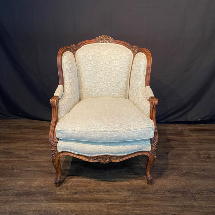 Classic French Louis XV Intricately Carved Walnut Bergere, Armchair or Wingback Chair