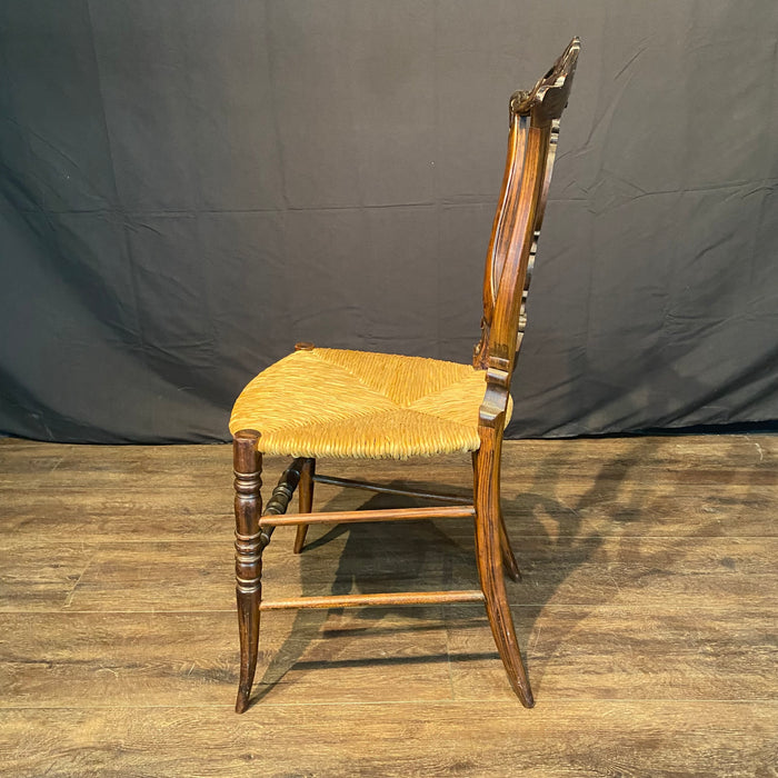 Early Rosewood Side Chair or Accent Chair with Rush Seat