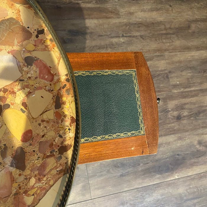 French Louis XVI Marble Top Bouillette or Games Table or Side Table