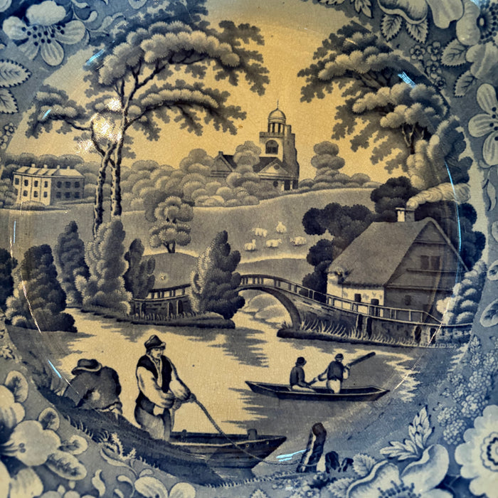 19th Century Blue & White English Transferware Large Bowl