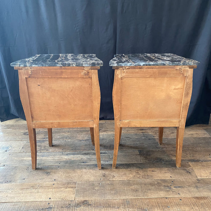 Pair of Antique French Louis XV Marble Top Bedside Cabinets, Nightstands or Side Tables