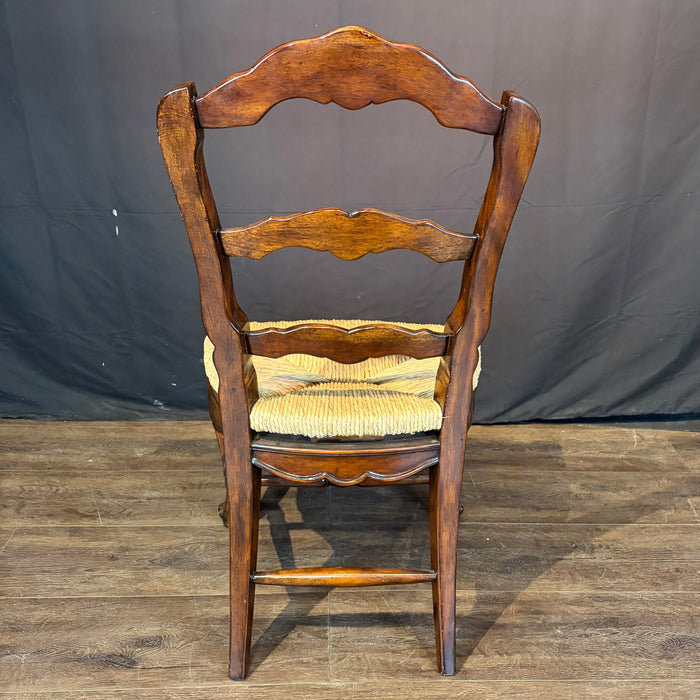 Set of Eight French Louis XV-Style Walnut Dining Chairs with Rush Seats