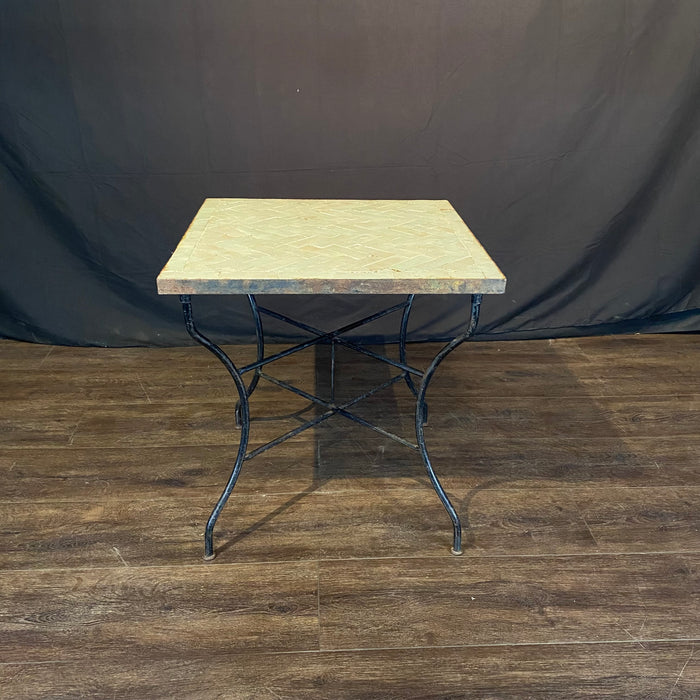 Early Mosaic Bistro Side Table with Antique Iridescent Tiles Indoor or Outdoor for Garden
